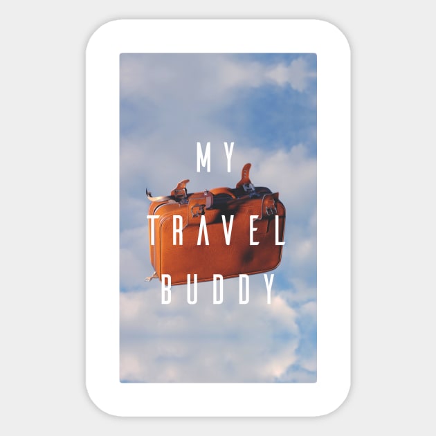 My Travel Buddy w/ Brown Bag Flying in the Sky) Sticker by Freid